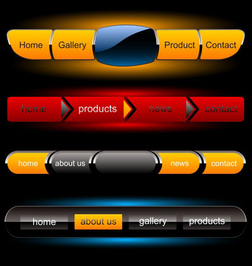 Company website menu buttons vector collection 16 Company website menu buttons vector collection 16