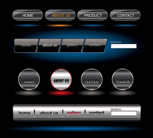 Company website menu buttons vector collection 17