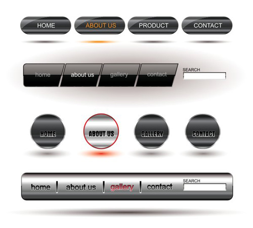 Company website menu buttons vector collection 18 Company website menu buttons vector collection 18