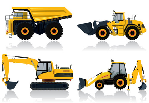 Construction vehicles design vectors set 03 Construction vehicles design vectors set 03