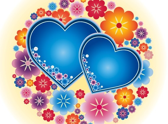 heart flower cute blue background 