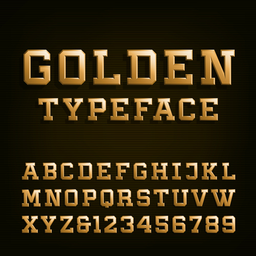 numbers golden dark alphabet 