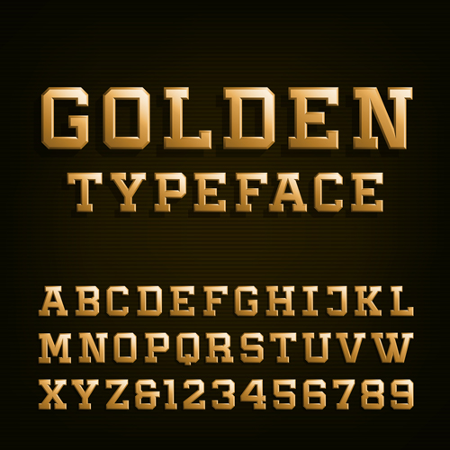 Dark golden alphabet with numbers vectors Dark golden alphabet with numbers vectors