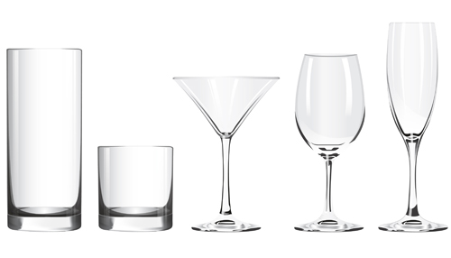 Different glass cups vector material