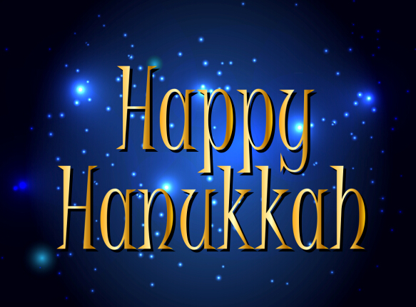 happy Hanukkah blue background 