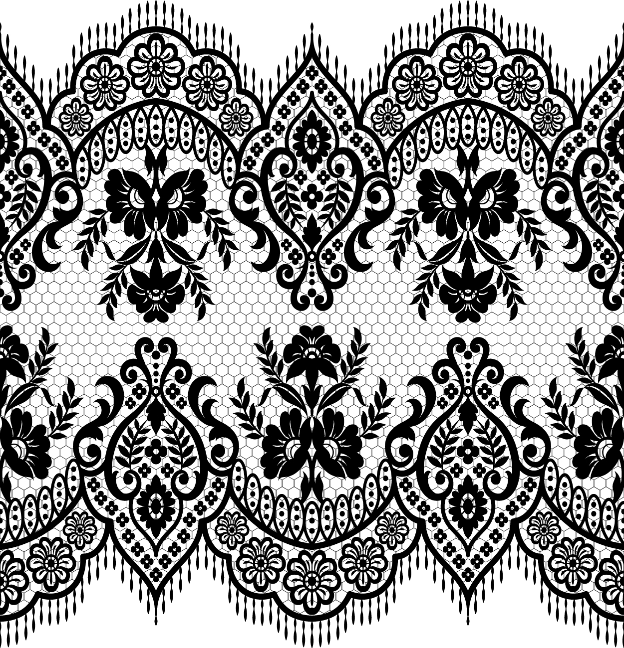 Lace seamless borders vectors set 02