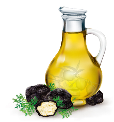 Olive oil with black truffle vector material Olive oil with black truffle vector material