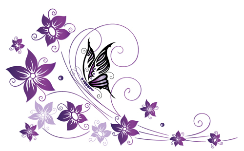 Ornament floral with butterflies vectors material 01 Ornament floral with butterflies vectors material 01