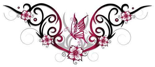 Ornament floral with butterflies vectors material 10 Ornament floral with butterflies vectors material 10