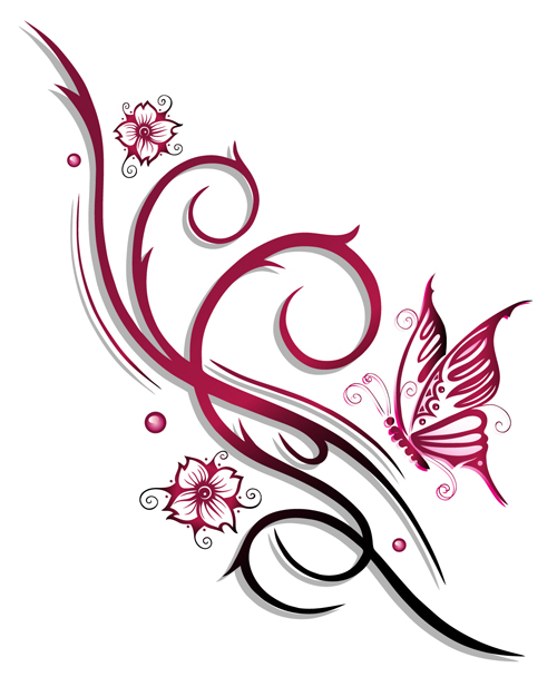 Ornament floral with butterflies vectors material 11 Ornament floral with butterflies vectors material 11
