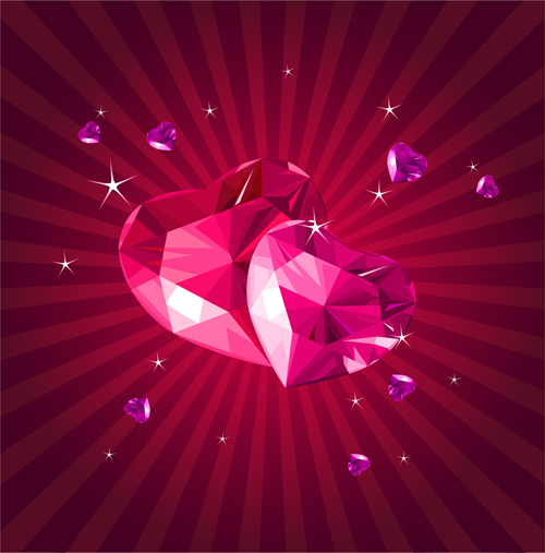 Shining diamond heart valentines day cards vector 07 Shining diamond heart valentines day cards vector 07