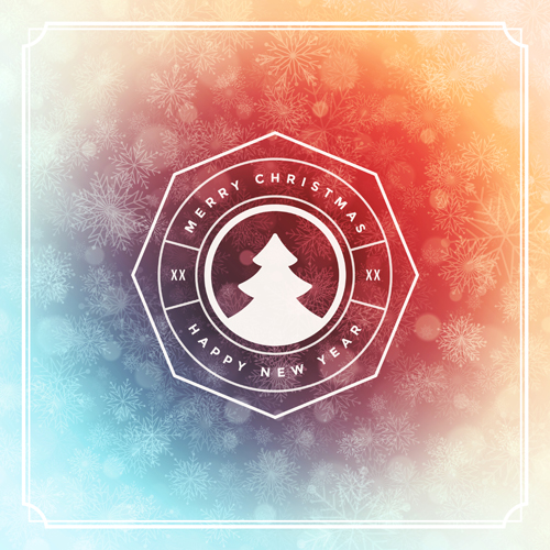 Snowflake blurs background with christmas labels vector
