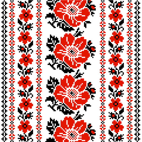 Ukrainian styles embroidery patterns vector set 03