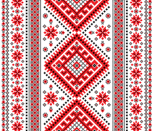 Ukrainian styles embroidery patterns vector set 04 Ukrainian styles embroidery patterns vector set 04