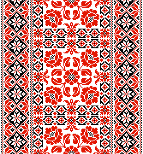 Ukrainian styles embroidery patterns vector set 05 Ukrainian styles embroidery patterns vector set 05