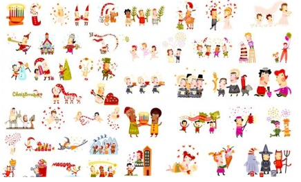 Cute christmas characters vector Cute christmas characters vector