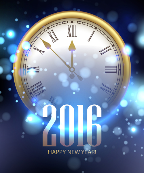 year new happy clock background 2016  