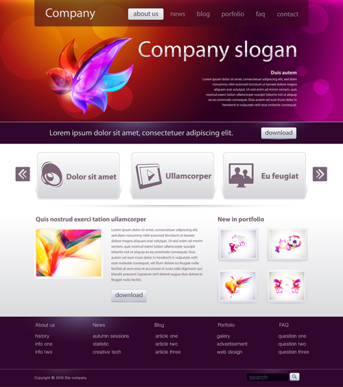 Bright clean company website template vector Bright clean company website template vector
