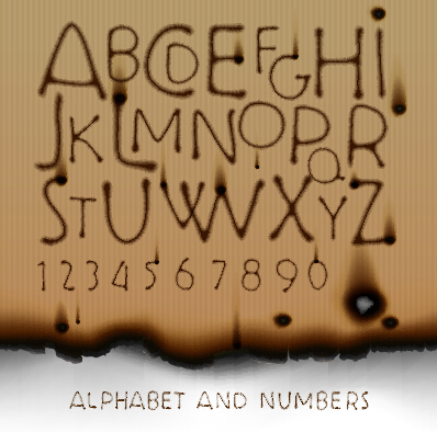 numbers marks burn alphabet 