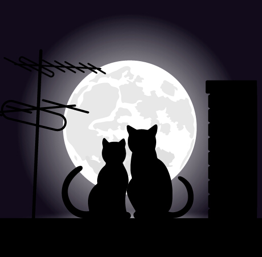 Cats love with moon vector 02 Cats love with moon vector 02