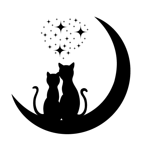Cats love with moon vector 03 Cats love with moon vector 03