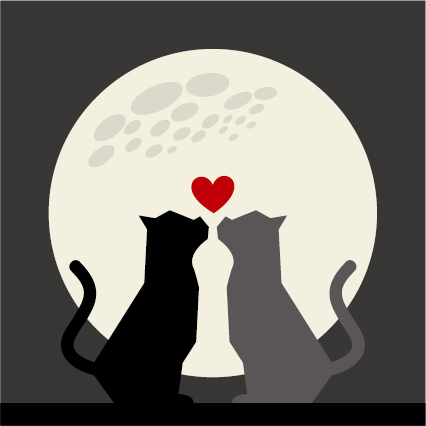 with moon love cats 
