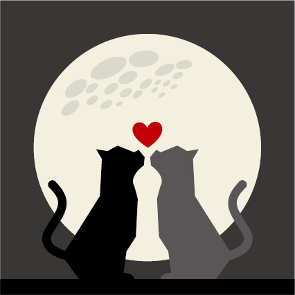 Cats love with moon vector 04 Cats love with moon vector 04