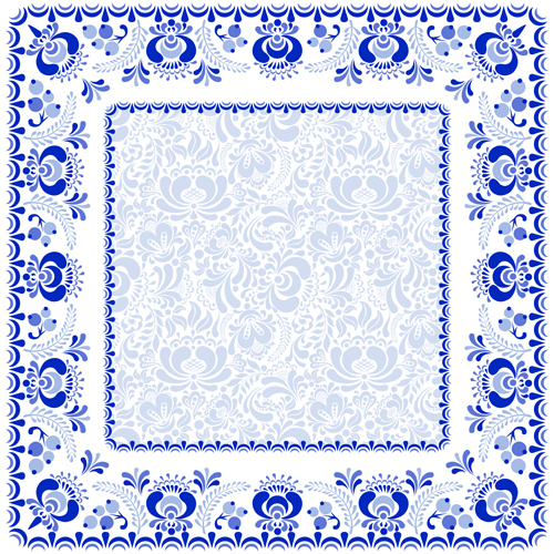 Chinese style blue and white frame vector Chinese style blue and white frame vector