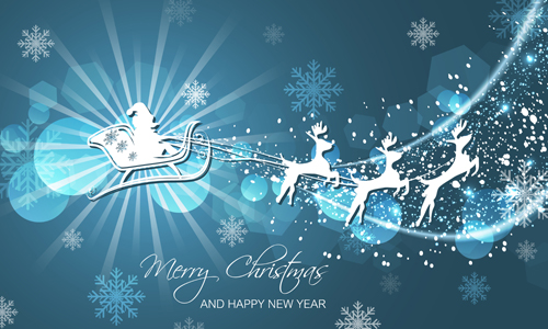 Christmas with new year reindeer and snowflake vector background 01 Christmas with new year reindeer and snowflake vector background 01