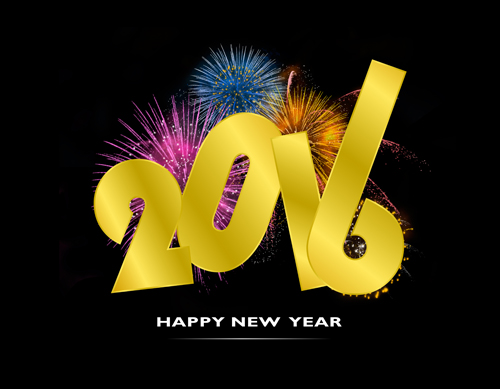 Golden 2016 text with fireworks background vector 01 Golden 2016 text with fireworks background vector 01