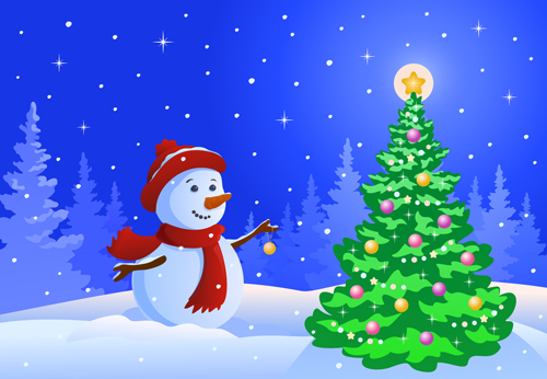 Cartoon Winter Nature background vector 01 Cartoon Winter Nature background vector 01