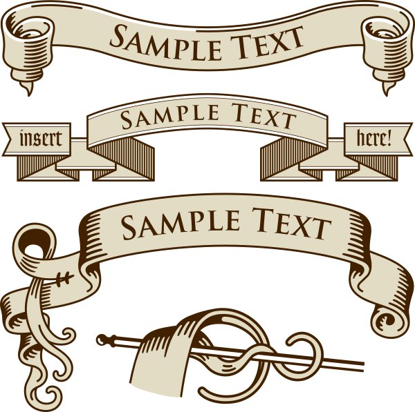 Retro banner with ribbon vector material 01 Retro banner with ribbon vector material 01