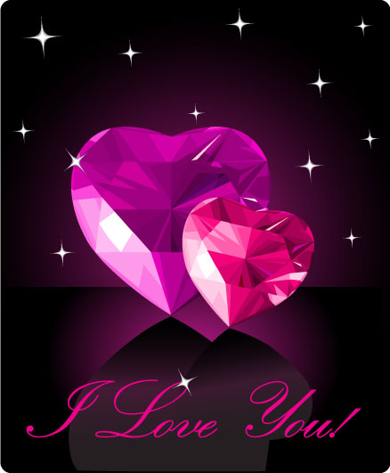 Shining diamond heart valentines day cards vector 05 Shining diamond heart valentines day cards vector 05