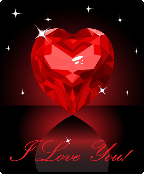 Shining diamond heart valentines day cards vector 06 Shining diamond heart valentines day cards vector 06