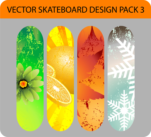 Stylish floral skateboard vector set 11 Stylish floral skateboard vector set 11