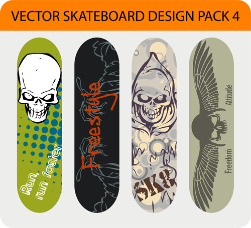 Stylish floral skateboard vector set 12 Stylish floral skateboard vector set 12