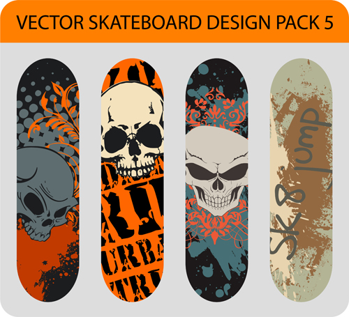 Stylish floral skateboard vector set 13 Stylish floral skateboard vector set 13