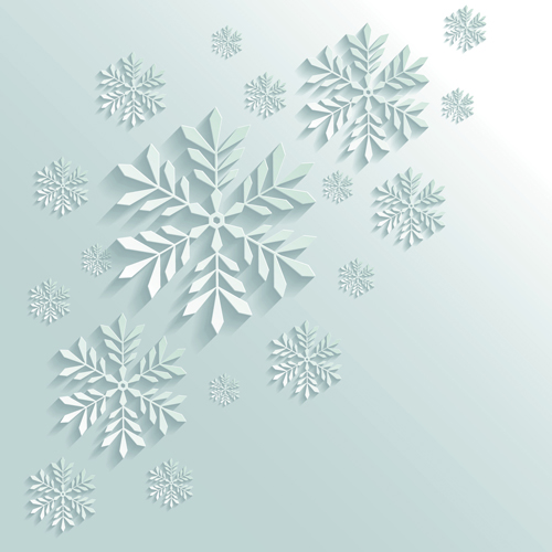Paper Floral White Christmas Backgrounds Vector 01