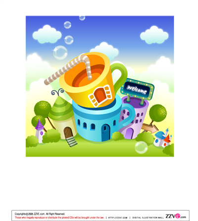 lovely cartoon scene set 33 vector