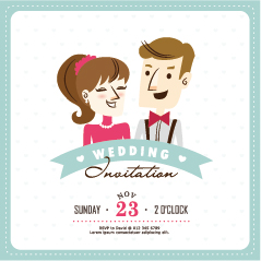 Cartoon style wedding invitation cards 03 Cartoon style wedding invitation cards 03
