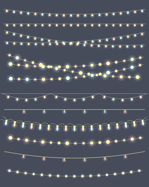 Christmas lights borders design vector 01 Christmas lights borders design vector 01