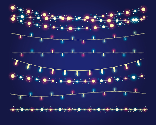 Christmas lights borders design vector 03 Christmas lights borders design vector 03