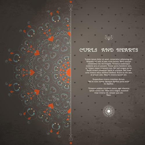 Curls and hearts card vector 01 Curls and hearts card vector 01