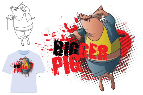 t-shirt pig for cute bigger 