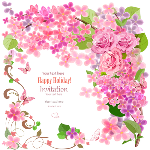 Flower holiday invitation cards vectors 04 Flower holiday invitation cards vectors 04