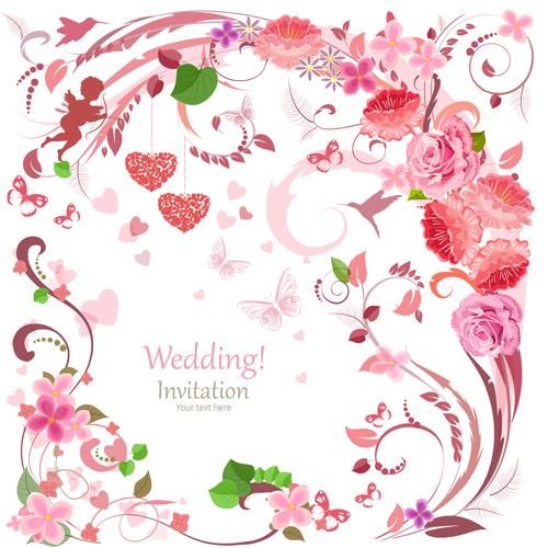 Flower holiday invitation cards vectors 05 Flower holiday invitation cards vectors 05