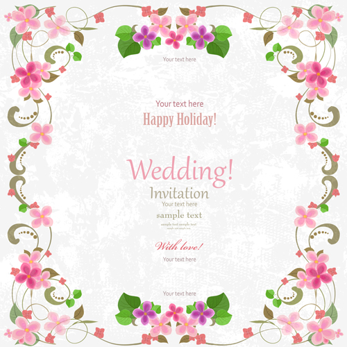Flower holiday invitation cards vectors 10 Flower holiday invitation cards vectors 10