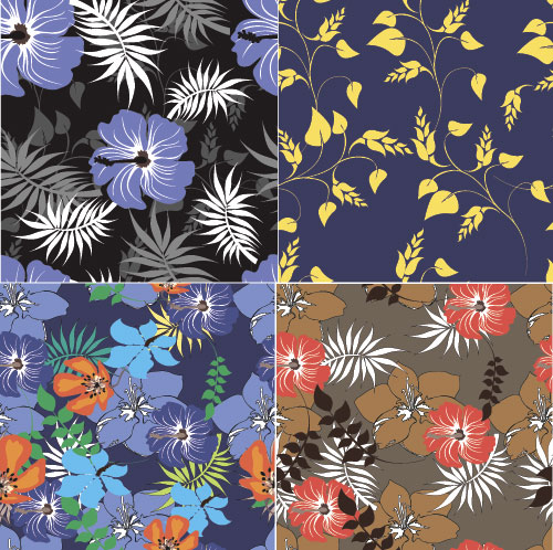 Flower vintage vector seamless pattern set 05 