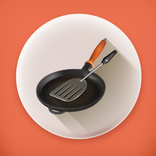Frying pan illistration vector material 03