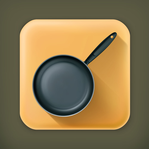 Frying pan illistration vector material 05